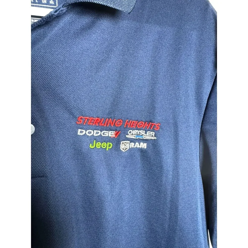 Adidas Golf Polo Men's L Navy Blue Dodge Chrysler Jeep Ram Logo Shirt
